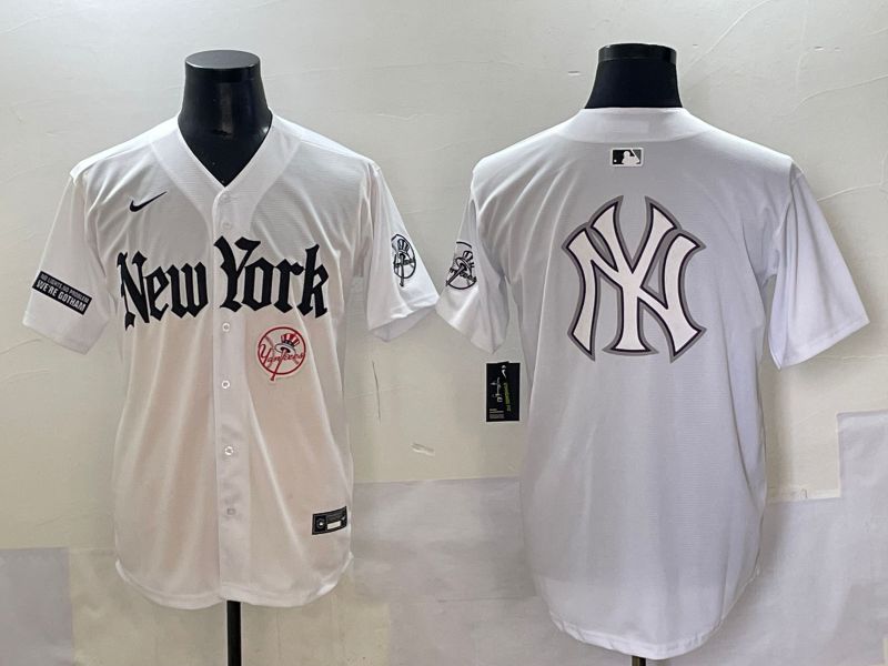 Men 2025 New York Yankees Blank White Five generations Joint Name Nike MLB Jersey style 90->new york yankees->MLB Jersey